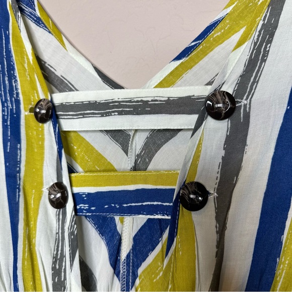 Striped Mini Skirt Dress, White Blue Green Gray Spring Summer Dress, size medium - Picture 12 of 15